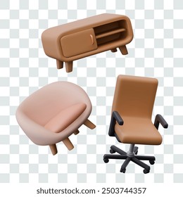 Soft chair for relaxation, office chair, mini bookcase with empty shelves
