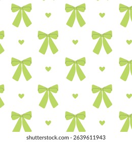 Soft and charming green bow pattern on white. Ideal for scrapbooking, fabric prints, or romantic themes.