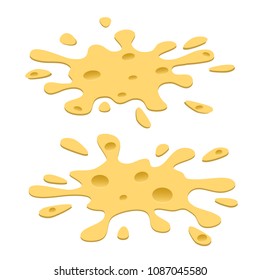 Soft cheese. Blot cheese. Processed cheese. Streaks of soft cheese. This creativity will bring success to your business project. Vector illustration