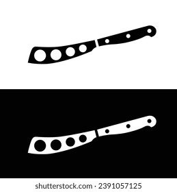 Vector de silueta plana con cuchillo de queso suave. Iconos de utensilios de cocina en blanco y negro. Símbolo de herramientas de cocina para la web. Concepto de cocina.