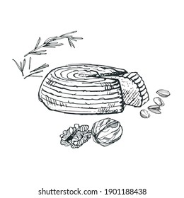 Weichkäse mit provenzalischen Kräutern und Nüssen