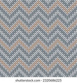 Tapa de tejido geométrica sin soldadura de rayas de chevron blandas. Imitación del patrón de tejido de alfombras. Patrón de punto sin soldadura de invierno. Resumen de fondo de pantalla de Navidad.