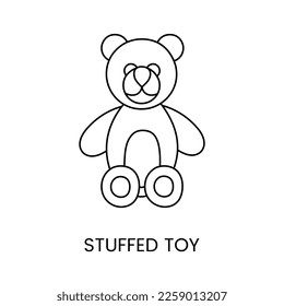 Soft children's toy bear line icon in vector, illustration stuffed toys for kids online store.