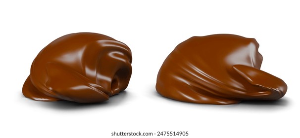 Soft chocolate mass of abstract shape. Thick cream, cocoa butter, spread