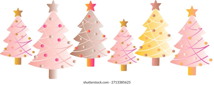 weiche Weihnachtsbaumgrenze Set zarte Pastellfarben Farbverlauf Vektorgrafik festlich Winter Feiertag Grußkarte Design neues Jahr Element