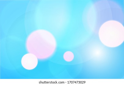 Weiche kreisblaue und rosafarbene Bokeh-Hintergrund. Tapete mit weichem Lichteffekt. Abstrakter Hintergrund Bokeh unscharf. Leuchtender Bokeh-rosa Lichteffekt. Vektorillustration.