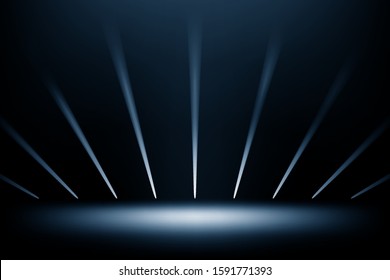 soft classic blue color, stage and Elegant light for Product show. vector illustration cool black background.