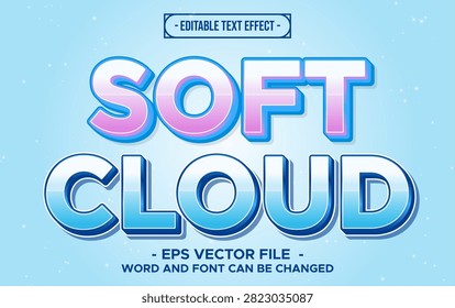Soft Cloud Pastel Sky Blue Pink Dreamy Cute Glossy Bold 3D Editable Text Effect