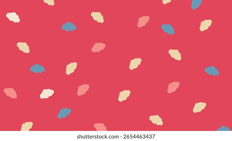 Soft cloud-like blobs scattered on red base, perfect for dreamy, whimsical, or child-centered visuals.