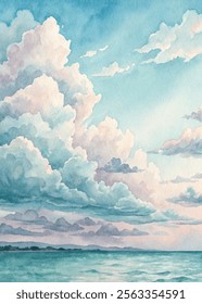 Soft clouds drift above a tranquil sea, creating a harmonious blend of colors at dusk.