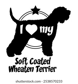 Soft Coated Wheaten Terrier dog silhouette, i love my dog,  dog, dog breeds, logo, vector, silhouette, animal, illustration, icon, sign, black, pet,