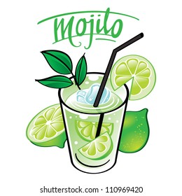 soft cold fresh alcohol drink with ice and mint - Mojito