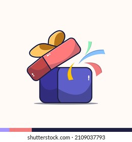 soft color 2d birthday gift box illustration