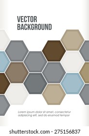 Soft color abstract geometric pattern. Blue, grey, brown polygons on a white background. Cover design template layout for corporate business card, booklet, brochure, flyer, poster, banner. Vector