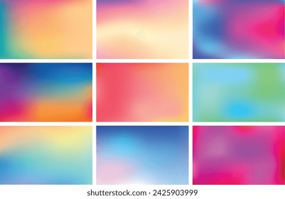 Soft color background. Modern screen vector design for mobile app. Soft color gradients. Abstract Creative concept vector multicolored blurred background set. For Web and Mobile Applications.