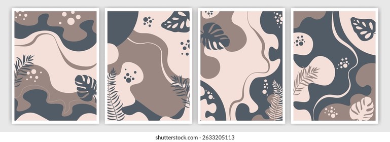 Soft color botanical template pack for social media, print, wall art