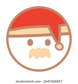 soft color christmas and new year cookie with santa face topping, vector illustration