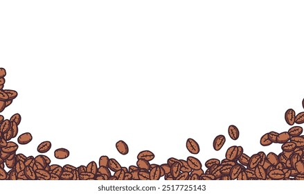 Grão de café de cor suave para fundo de banner ou design de embalagem. Ilustração vetorial de grãos de café para fabricação de café, cafés e restaurantes.