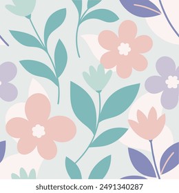 Soft color floral patterns, Patterns of flowers in pastel shades