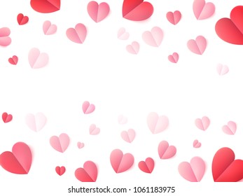 Soft color folded paper hearts isolated on white. EPS 10 vector file