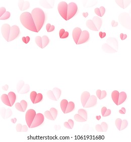 Soft color folded paper hearts isolated on white. EPS 10 vector file