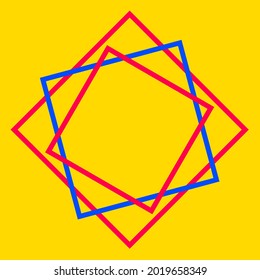 Soft Color Geometric Shapes and Lines Abstract Background. Pink Blue Diagonal Lines on Yellow Background. Eps 10 Vector.