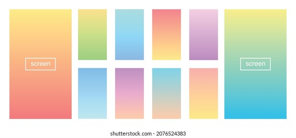 Soft color gradient background. Abstract, blue, bright, pink, green, red, violet, turquoise, yellow, UI UX template. Modern screen vector design for mobile app. EPS 10.