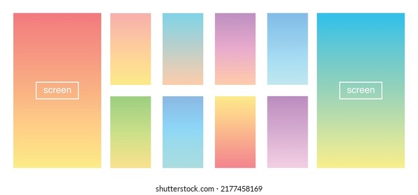 Soft color gradient background. Abstract, blue, bright, pink, green, red, violet, turquoise, yellow, UI UX template. Modern screen vector design for mobile app. EPS 10.