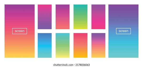 Soft color gradient background. Abstract, blue, bright, pink, green, red, violet, turquoise, yellow, UI UX template. Modern screen vector design for mobile app. EPS 10.