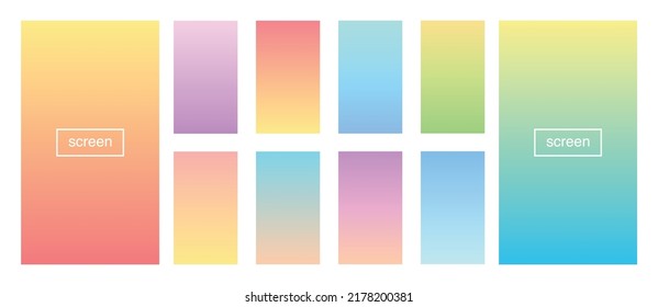Soft color gradient background. Abstract, blue, bright, pink, green, red, violet, turquoise, yellow, UI UX template. Modern screen vector design for mobile app. EPS 10.