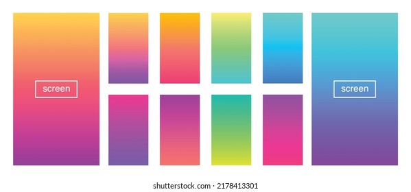 Soft color gradient background. Abstract, blue, bright, pink, green, red, violet, turquoise, yellow, UI UX template. Modern screen vector design for mobile app. EPS 10.