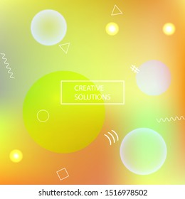 Soft color gradient background. Clean backdrop with colored bubbles and white shapes. Vector illustration texture. Yellow painted, natural screen design for user interface or mobile app.