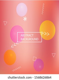 Soft color gradient background. Fresh backdrop with colored bubbles and white shapes. Vector illustration art. Yellow painted, natural screen design for user interface or mobile app.