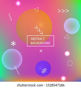 Soft color gradient background. Futuristic backdrop with colored bubbles and white shapes. Vector illustration texture. Pink painted, natural screen design for user interface or mobile app.