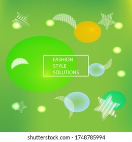 Fondo gradiente de color suave. Fondo futurista con burbujas de colores y formas blancas. Concepto de ilustración vectorial. Diseño de pantalla natural pintado de amarillo para interfaz de usuario o aplicación móvil.