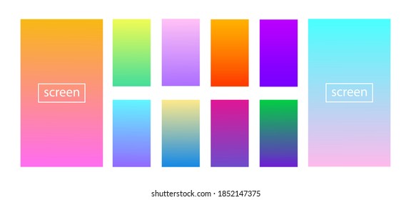 Soft color gradient background for mobile app and web design. Collection modern abstract colored interfase backdrop. Vector illustration.