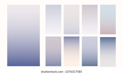 Soft color gradient background for mobile screen. Set of vector pastel colored design template