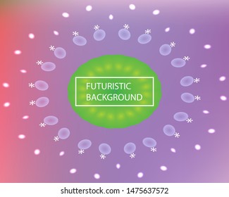 Soft color gradient background. Muffled backdrop with smooth ornament of oval shapes. Vector illustration flyer. Green and violet colored, natural screen design for user interface or mobile app.