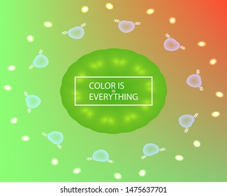Soft color gradient background. Muffled backdrop with smooth ornament of oval shapes. Vector illustration flyer. Pink and green colored, natural screen design for user interface or mobile app.