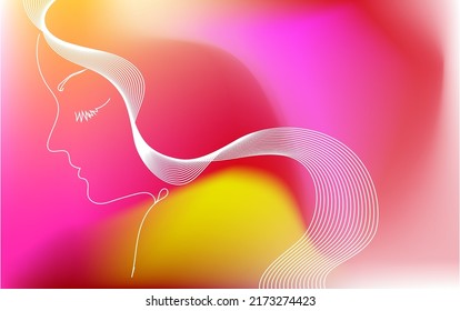 Soft color gradient background on line art.