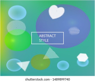 Soft color gradient background. Original backdrop with colored bubbles and white shapes. Vector illustration pastel. Green painted, natural screen design for user interface or mobile app.