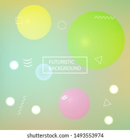 Soft color gradient background. Original backdrop with colored bubbles and white shapes. Vector illustration layout. Yellow painted, natural screen design for user interface or mobile app.