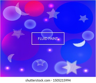 Soft color gradient background. Original backdrop with colored bubbles and white shapes. Vector illustration elements. Blue painted, natural screen design for user interface or mobile app.