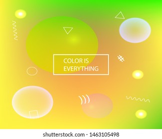 Soft color gradient background. Vector illustration elements. Liquid backdrop with simple muffled colors. Yellow colored, natural screen design for user interface or mobile app.