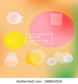 Soft color gradient background. Vector illustration flyer. Clean backdrop with colored bubbles and white shapes. Pink painted, natural screen design for user interface or mobile app.