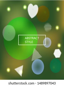 Soft color gradient background. Vector illustration texture. Clean backdrop with colored bubbles and white shapes. Green painted, natural screen design for user interface or mobile app.