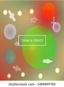 Soft color gradient background. Vector illustration texture. Original backdrop with colored bubbles and white shapes. Green painted, natural screen design for user interface or mobile app.