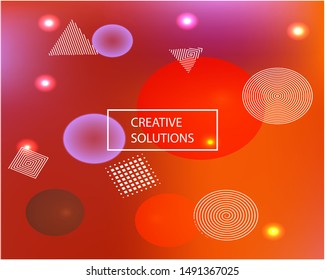 Soft color gradient background. Vector illustration elements. Flat backdrop with colored bubbles and white shapes. Red painted, natural screen design for user interface or mobile app.
