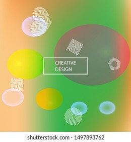 Soft color gradient background. Vector illustration space. Creative backdrop with colored bubbles and white shapes. Green painted, natural screen design for user interface or mobile app.
