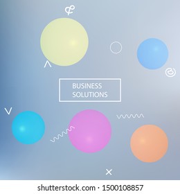 Soft color gradient background. Vector illustration theme. Vibrant backdrop with colored bubbles and white shapes. Blue painted, natural screen design for user interface or mobile app.